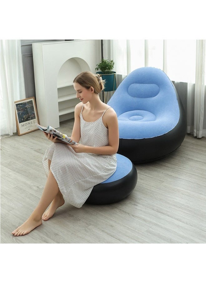 Arabest Inflatable Lounge Chair for Adults, Portable Folding Inflatable Blow Up Couch with Foot Stool, Lazy Flocking Recliner Chair Air Sofa for Indoor Outdoor Travel Camping (No Pump) - Image 1